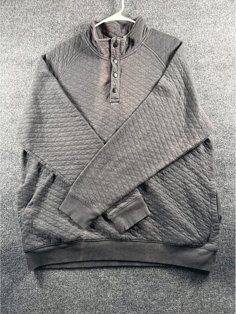 Goodfellow & Co Men’s XL Gray Quilted Henley Pullover Sweatshirt Snap Neck